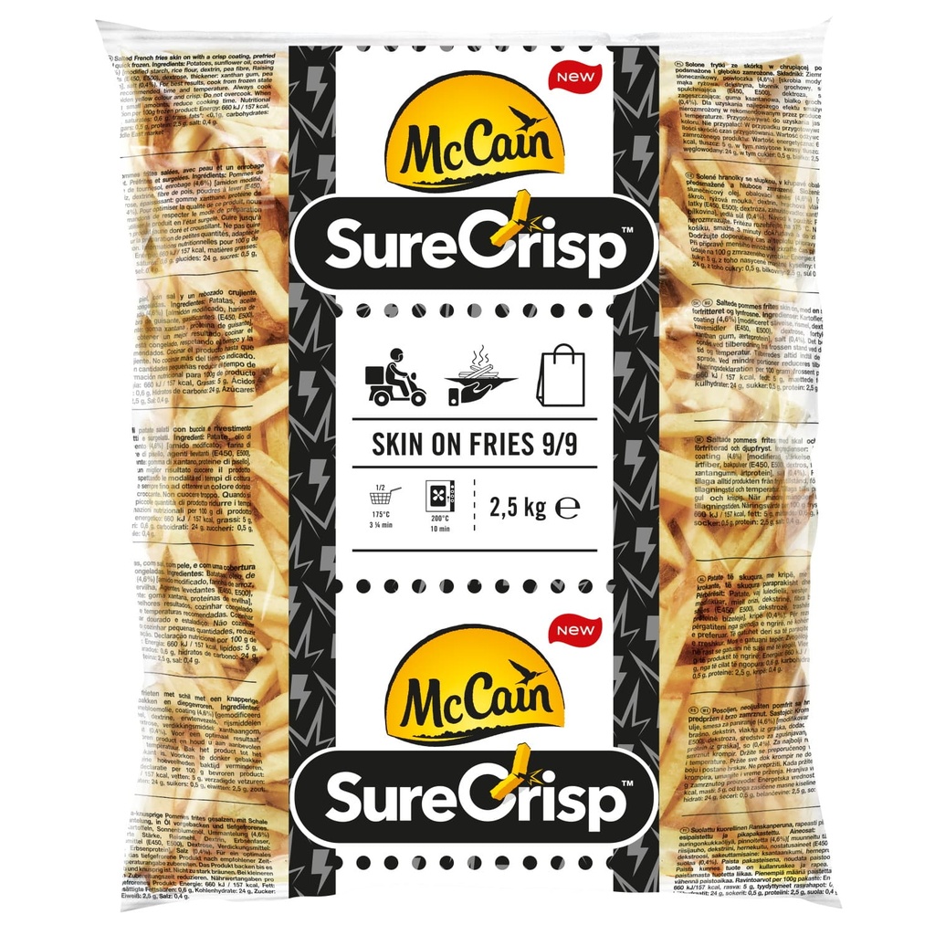 MC CAIN SURECRISP 9/9 SKIN ON MIF 4X2,5 KG